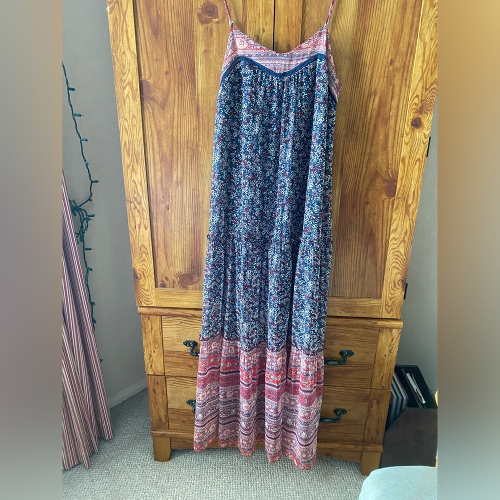 Xhilaration Navy and Red Floral Dress